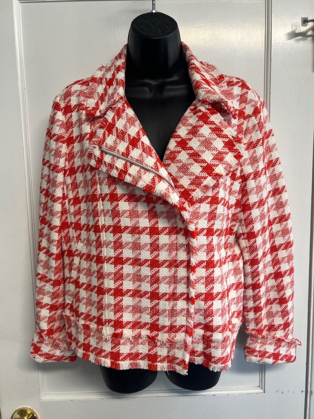 NWOT Ann Taylor gingham print modern blazer ladies size L